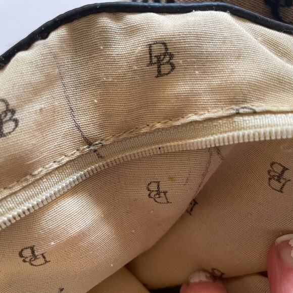 Dooney & Bourke Tan Signature Canvas Brown Leather Trim Bucket/Shoulder Bag - Picture 15 of 16